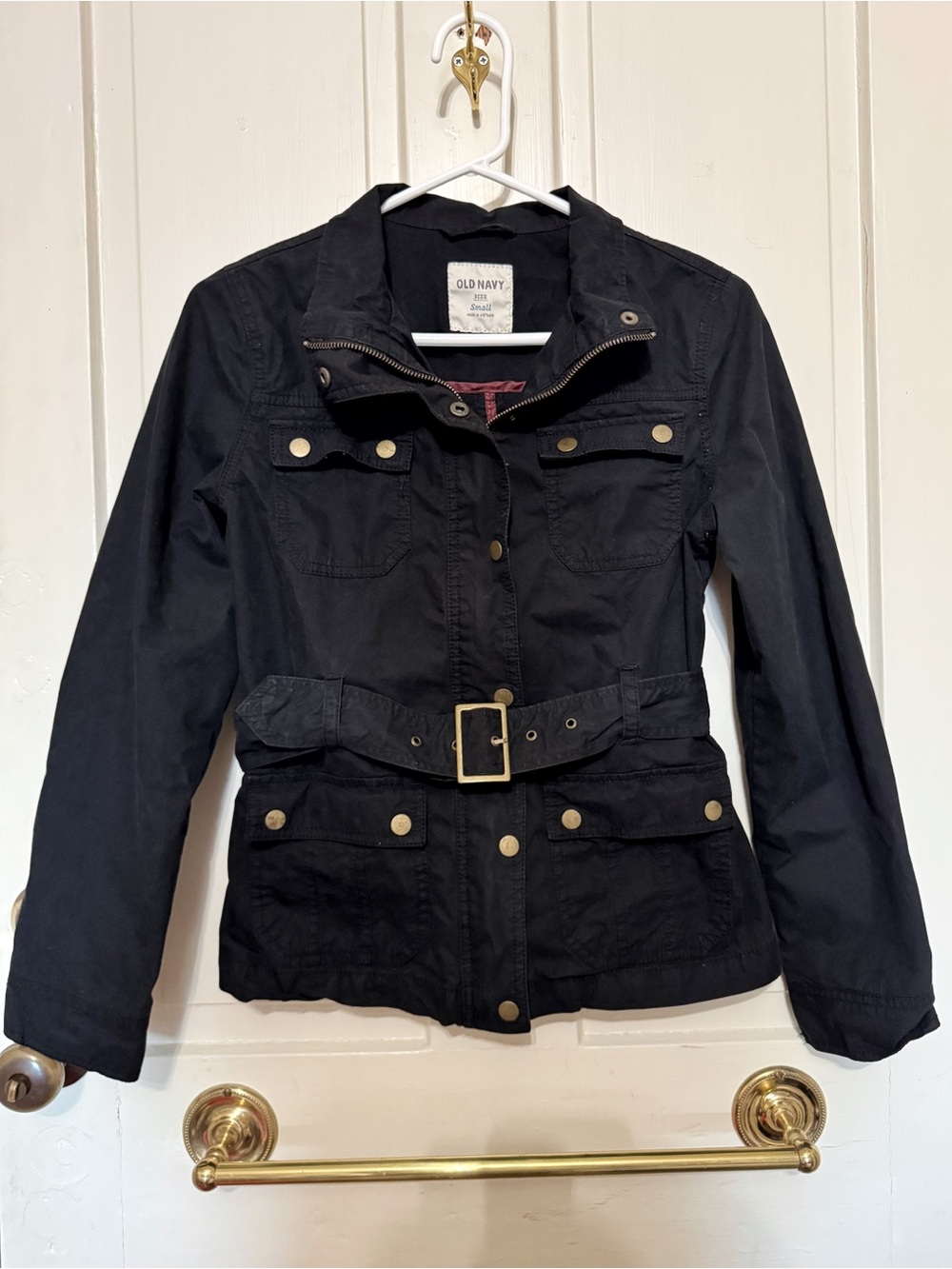 Old Navy Black Belted Utility Cargo Jacket Size S - Women's